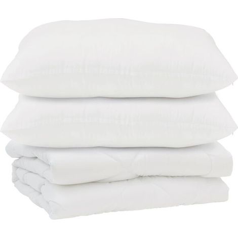 Ensemble couette et oreiller en duvet, ensemble 3 pièces, microfibre blanche. (1/5)