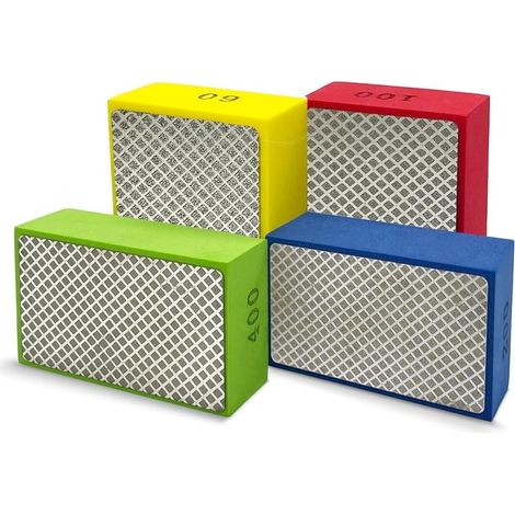 4 Pièces Tampons de Polissage Diamantés à la Main, Tampons de Ponçage Diamantés pour Carreaux de Céramique, Pierre de Verre, Grain 60, 100, 200, 400, Outils de Carrelage (1/5)