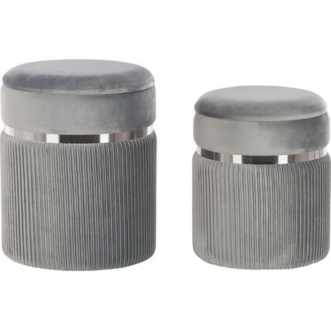 Set di 2 pouf grigio chiaro in velluto Camdenton