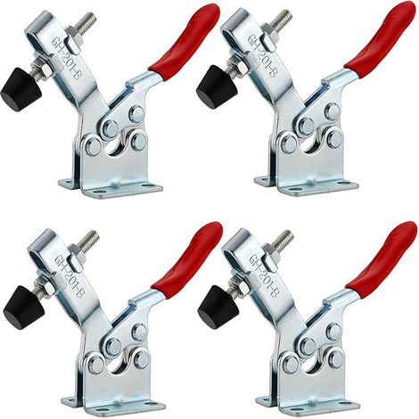 CYRILL – 4Pcs Sauterelle de Serrage Pince à Bascule Horizontale GH-201-B Serre Joint Desserrage Rapide Capacité 90KG 198lbs Pince a Levier Horizontal Déblocage Rapide Serre Joint Sauterelle (1/5)