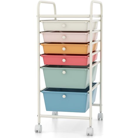 COSTWAY 6-Drawer Organizer Cart Mobile Rolling Utility Storage-Colorful (1/5)