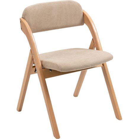 Set di 2 sedie pieghevoli imbottite in legno di faggio con fodera rimovibile taupe MODENUIT (1/5)