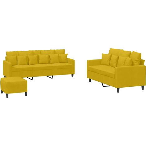 Maison Exclusive - Set di Divani 3 pz con Cuscini giallo in Velluto