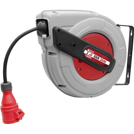 Holzmann – Enrouleur électrique 20 m – EKR20M400V – Charge 1500 W / 2200 W – Câble H07RN-F 5x1.5m² – Support mural pivotant (1/4)
