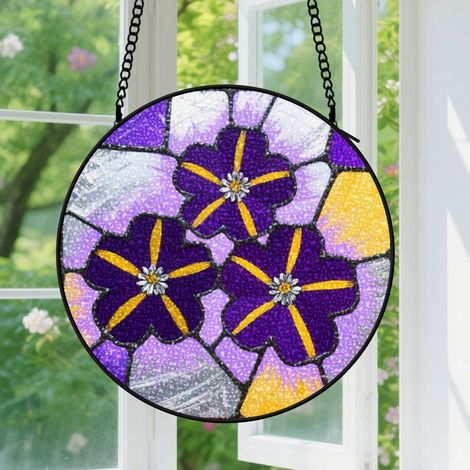 25cm Suspension décorative vitrale pour fenêtre, motif floral, pour fenêtres et murs, cadeau de pendaison de crémaillère et Noël (1/5)