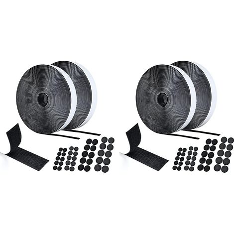 Lot de 2 Bandes Auto Agrippantes 10m,Adhésif Double Face Nylon,Bande 20mm,Ruban Fixation Intérieur Extérieur