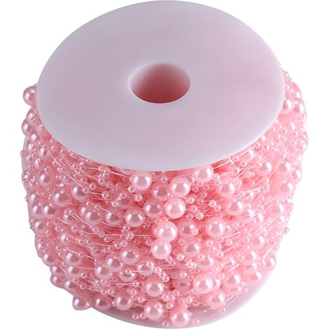 Perle Artificielle ABS 8+3mm - Rideau De Perles Pour Mariage Fête Décoration DIY - Rouleau 60m (1/5)