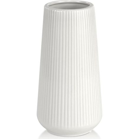Petit vase fleurs plastique blanc, décoration herbe pampa salon table bureau cuisine (1/5)