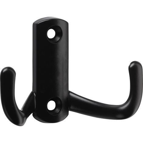 SO-TECH - Porte-manteau JULIE - inox, laiton ou métal, patère pour vestiaire, entrée et couloir - L25×P70 mm - Porte-manteaux - Bois - Noir (1/2)