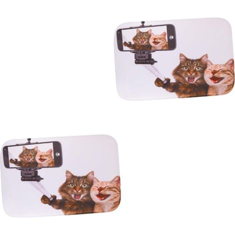 2pièces Paillasson Antidérapant Chat Créatif Polyester Tapis Imprimé Numériquement pour Cuisine Salle De Bain Et Personnalisable (1/5)