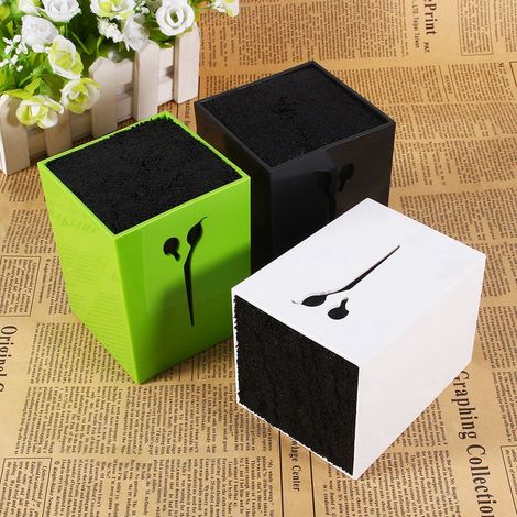 Kit Coiffure 3 Couleurs Peignes Ciseaux Pinces Support Socle Rangement Vert (1/5)