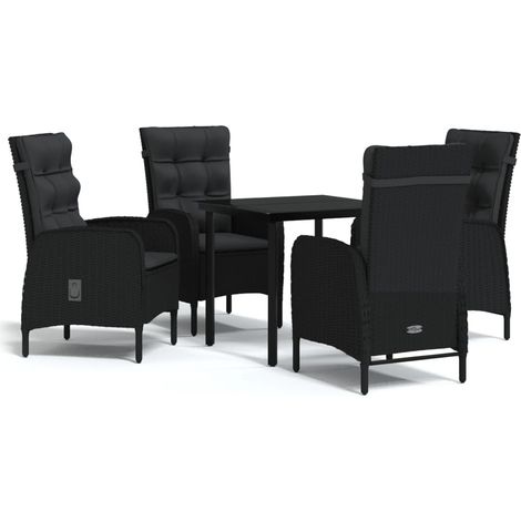 Set da pranzo da giardino mobili da esterno con cuscini 5 pezzi nero 020014150