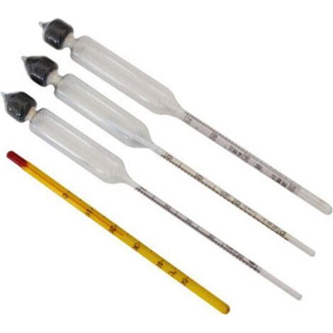 Alcoomètre 3Pièces avec thermomètre Alcoomètre Teneur en alcool 0-40, 40-70, 70-100 Vol% Densimètre pour Spiritueux Distillats Whisky Brandy Vodka (1/4)
