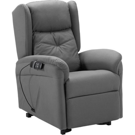 Fauteuil de relaxation et releveur électrique 2 moteurs tissu Kalone-Gris foncé (1/5)