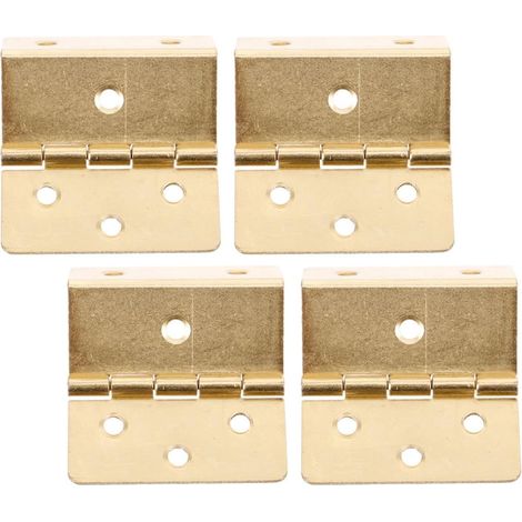 Lot de 4 Charnières Décoratives Vintage à Triple Pliage, Métal Jaune, 6 Trous, Angle Droit, pour Portes, Armoires, Meubles et Boîtes à Bijoux – Quincaillerie Maison Polyvalente (1/5)