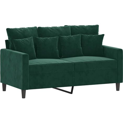 Canapé  Sofa à 2 places Vert foncé 120 cm Velours