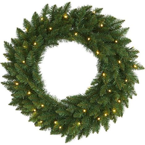 Pre-Lit Imperial Pine Warm White LEDs Green Wreath 55cm (1/2)