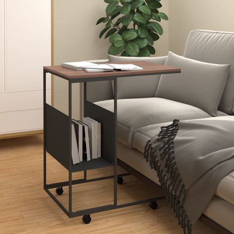 vidaXL Side Table with Wheels Black 55x36x63,5 cm Engineered Wood (1/5)