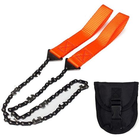 QAZQA Tronçonneuse manuelle de camping avec 11 dents, outil de poche portable pour camping en plein air, randonnée, coupe du bois (1/5)