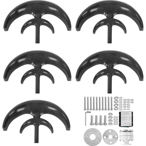 Éolienne 600W 12V Générateur Noir Type Lanterne, Kit 5 Pales avec Contrôleur pour Jardin Maison Camping (1/5)