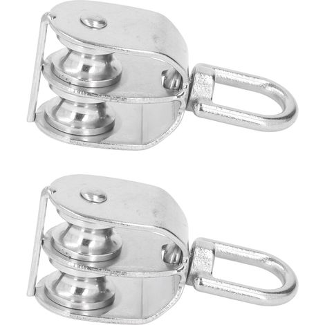 Poulie Double U M20 Inox 75KG Charge Max - 2 Pièces Moufle Levage Roue Rouleau Bloc (1/5)