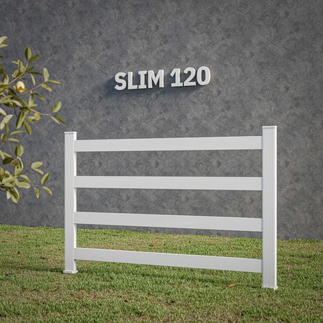 Kit Clôture SLIM PVC Blanc H. 120 cm x L. 5.60 m - 4 Lisses