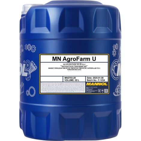 MANNOL - Huile de transmission AGRO FARM U 2703 - Bidon de 20 litres - MN2703-20 - Ce produit de marque MANNOL est neuf.