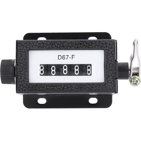 5-stelliger mechanischer Drehzähler 0-99999, Rückstellung per Knopfdruck, Feder inklusive, Farbe: Schwarz.