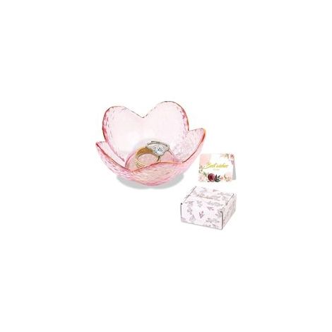 Vassoio portagioie in vetro a forma di fiore - 1 pezzo - Rosa e oro - Per riporre gioielli, chiavi e monete - Soggiorno, camera da letto, ufficio - 9x9x4 cm (1/5)