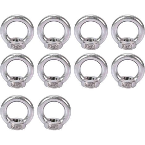 10 Stück Hebeösenmuttern, Innenringmuttern für Hebevorrichtungen, Edelstahl 304, 10er-Packung, M8-Crezuo
