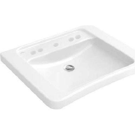 Architectura Vita, Lavabi sospesi, 600 x 555 mm, Rettangolare, Ex Targa Architectura, 5 posizioni della rubinetteria a scelta, senza troppopieno, Porcellana sanitaria (1/2)