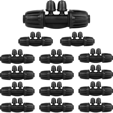Lot de 15 Kits d’Irrigation Goutte à Goutte de 1/2 Pouce à 1/4 de Pouce pour Tuyau d’Irrigation de 16 mm, connecteur de Tuyau d’arrosage (4 voies) (1/5)