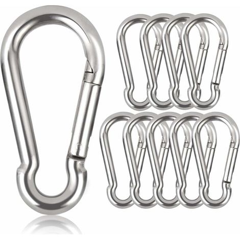 APEX Lot de 10 mousquetons porte-clés, 80 mm x φ8 mm, charge maximale : 250 kg (1/5)