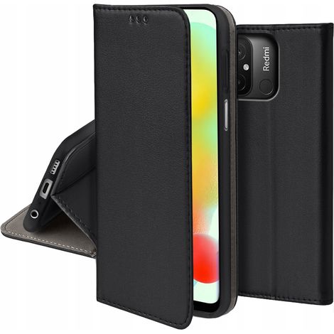 Étui magnétique intelligent noir avec verre pour Xiaomi Redmi 12C/Redmi 11a (1/5)