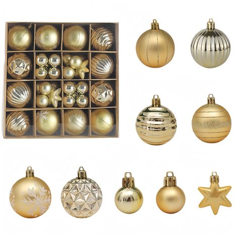 Lot boules de Noël dorées style nordique, ornements décoratifs pour maison café magasin fête (1/5)