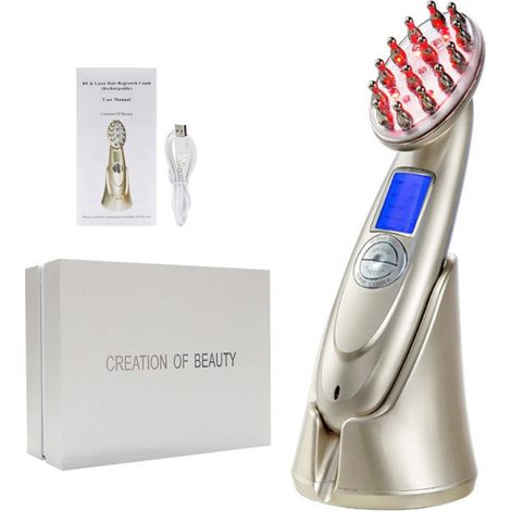Peigne de massage électrique, peigne de soin capillaire à laser infrarouge, micro-courant EMS, masseur de cuir chevelu, 18,5 x 4,5 x 5,5 cm (1/5)