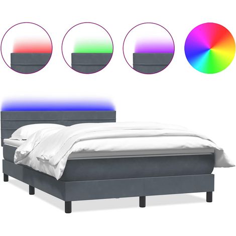 Maison Exclusive - Letto a Molle con Materasso e LED Grigio Scuro 160x210 cm Velluto (1/5)