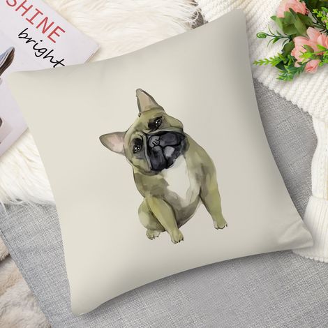 Housse de coussin,Coussin décoratif chien heureux, queue (1/5)