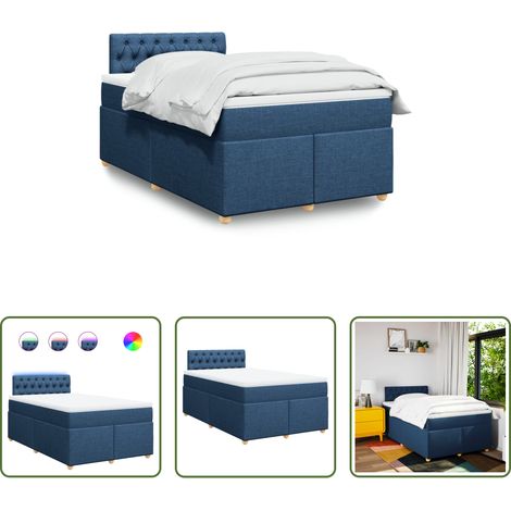 vidaXL Cama box spring con colchón tela azul 120x200 cm (1/5)