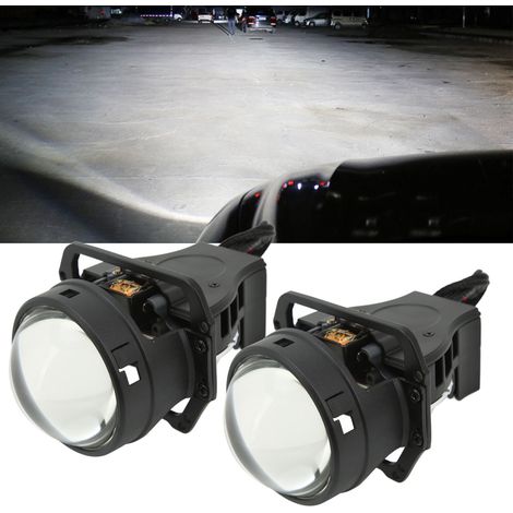 Universelle Bi-Xenon-LED-Projektorscheinwerfer mit Laserlicht, 9-24 V, weißes Licht, 3 Zoll, geeignet für H1, H4, H7, HB3, HB4, D1 und andere Sockelmodelle (wird paarweise verkauft). (1/5)