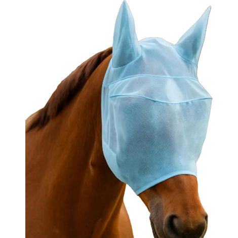 Fly Mask Breathable Mesh Fly Mask with Ear Muffs, Adjustable Fit, Elastic Fit, Transparent Gauze for Grazing and Riding (1/5)