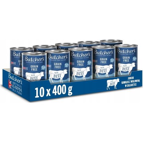 Cibo umido per cani Butchers Original Junior al manzo, 10 confezioni da 400 g