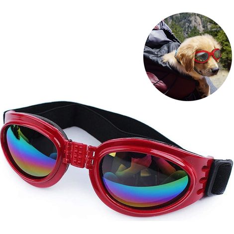Gafas de sol para mascotas con correa ajustable, protección UV y antivaho para perros y gatos.