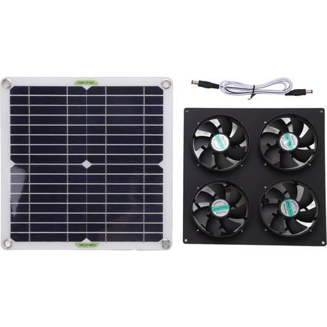 Solarpanel-Lüfterset, aus wasserdichtem monokristallinem Silizium, 4 Anschlüsse, Abluftventilator für Gewächshäuser (1/5)