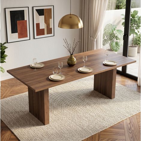 Ausziehtisch MDF Walnuss 140/200x90 cm, rechteckiger Esstisch für 6–8 Personen (1/5)