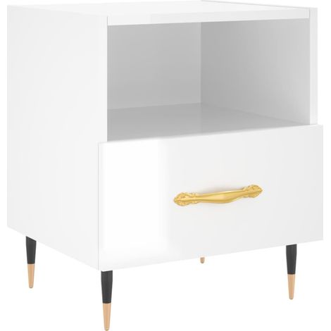 Maison Exclusive - Comodino Bianco Lucido 40x35x47,5 cm in Legno Multistrato
