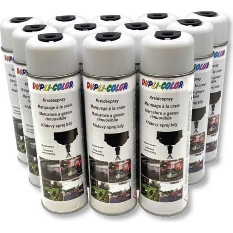 12 bombes de peinture - Blanc - Marquage craie - Repérage - Effaçable - 500ml