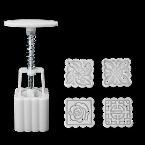 Lot de 5 moules carrés à gâteaux de lune en forme de fleur (50 g) - Outil de bricolage pour la confection de gâteaux de lune à la main (1/5)