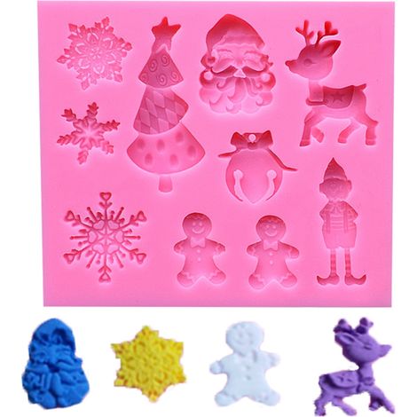 Moule en silicone de Noël pour pâtisserie DIY, moule à chocolat et fondant décoratif multiple (9) (1/3)