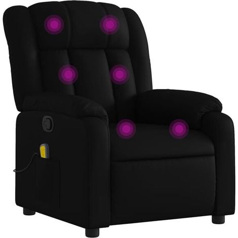 Chaise de massage relaxante en similicuir noir – Fauteuil d’allonge ergonomique avec fonction vibration et réglage inclinaison (1/5)